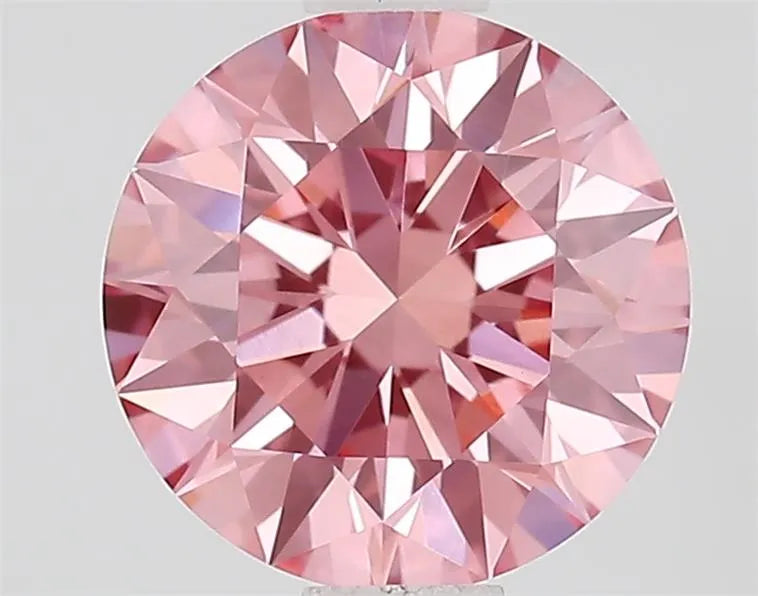 1.02ct Round Lab Grown Diamond (Colour Fancy Vivid Pink, Clarity VVS2, Cut EX, IGI Certified)