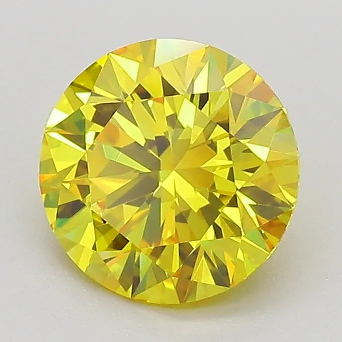 1.57ct Round Lab Grown Diamond (Colour Fancy Vivid Yellow, Clarity VS1, Cut ID, IGI Certified)