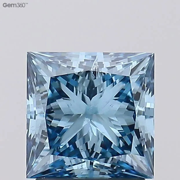 1.86ct Princess Lab Grown Diamond (Colour Fancy Vivid Blue, Clarity SI2, IGI Certified)